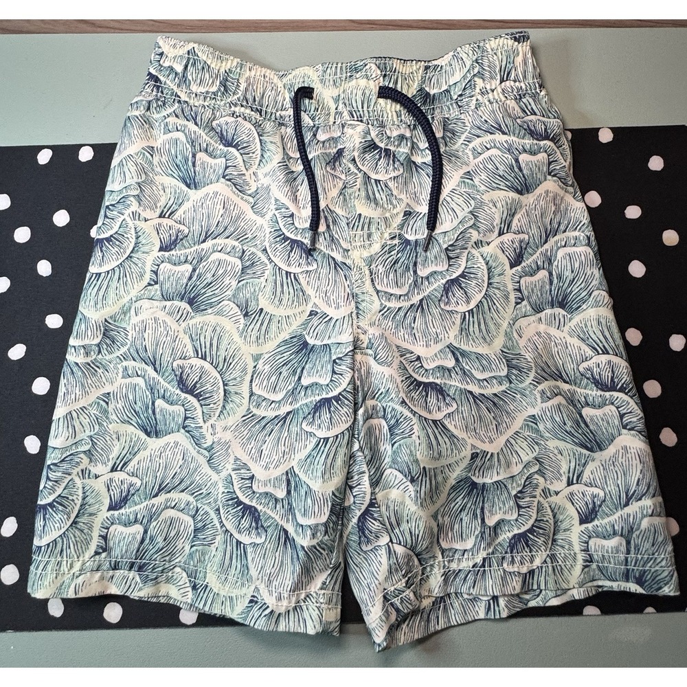 Old Navy Toddler Boy's Swim Shorts Trunks Blue/Green Leaf Print 4T